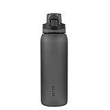 Trinkflasche Sport 1l Wasserflasche water bottle Flasche BPA Frei gym Auslaufsicher flasche wasserflasche De61 (1000ml, Grau)
