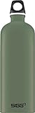 SIGG Traveller Outdoor Trinkflasche (1 L), schadstofffreie und auslaufsichere Trinkflasche zum Wandern, federleichte Sport Trinkflasche aus Aluminium, Leaf Green