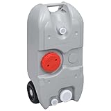 vidaXL Camping Wassertank mit Rollen Wohnwagen Wohnmobil Roll Tank Abwasser Behälter Frischwasser Wassertaxi Abwassertank 40L Grau