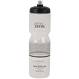 ZEFAL Magnum Large Capacity, Bicycle/Mountain Bike and Sports Water Bottle, BPA Free, Soft Water Bottle, Screw-On Lid – Made in France Cycling, Black (Translucent), 975 ml