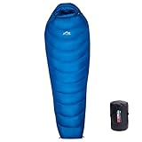LMR Outdoor Daunenschlafsäcke Professionelle Ente runter 1000g Füllung Ultralight Mumienschlafsack für Camping mit Kompression Sack Sleeping Bag (HellBlau)