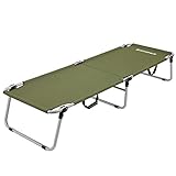 SONGMICS Unisex-Adult Campingbett, Feldbett, max. Belastbarkeit 260 kg, vom TÜV Rheinland geprüft, 190 x 63 x 36 cm, armeegrün GCB18J