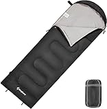 KingCamp Schlafsack Deckenschlafsack Camping Outddor 3-4 Jahreszeiten für Erwachsene Kinder Ultraleicht Warm Waschbar Schwarz R