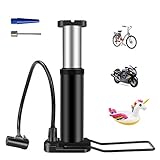 Fahrradpumpe, Mini Fahrradluftpumpe Hochdruck Standpumpe, 120PSI Tragbar Fußpumpe Fahrradpumpe, 2020 Neu Standpumpe mit Ball Aufsatz für Straßen, Mountain, Rennrad, Mountainbike, Bälle (Schwarz)