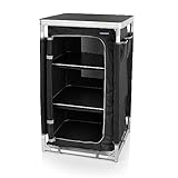 Campart Campingschrank - mit 3 Fächern, einstellbaren Füßen, Seitentaschen und Fliegengitter, CU-0719, Grau