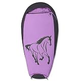 your GEAR Kinderschlafsack Horse Mumienschlafsack 180x90 cm komfortabler Sommerschlafsack 300 g/m² Rosa Grau extra warm