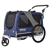 DOGGYHUT® Premium XL 2 in 1 Hundefahrradanhänger & Jogger 23-45 kg Fahrradanhänger für Hunde Hundeanhänger für Fahrrad 80106 (BLAU)