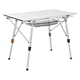 Juskys Campingtisch Picco - Aluminium Tisch 90 x 52 cm leicht, klappbar, höhenverstellbar - Camping, Garten - Outdoor Klapptisch - Gartentisch Silber