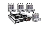 IMEX Gaskocher Edelstahl Campingkocher mit 16 Gaskartuschen und Tragekoffer/Aufbewahrungskoffer 2,2KW