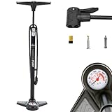 DANSI Fahrradpumpe I Standluftpumpe passend für alle gängigen Ventile inklusive Manometer & Adaptern I luftpumpe fahrrad, luftpumpe