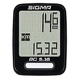 Sigma BC 5.16 Fahrradcomputer mit Kabel, Unisex Erwachsene, Schwarz, 3,5x7,8x11,3