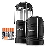 SUBOOS Batteriebetriebene LED Camping Laterne – 2 St. – 2x Heller LED Laterne - Magnetfuß & Ausklappbarer Haken, Tragbare Camping Lampen, Stromausfall Sturm Notfall Innengebrauch & Blackout Ausrüstung