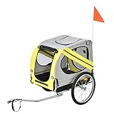 pro.tec Fahrradanhänger Hundeanhänger Hunde Transport bis zu 26 kg Anhänger Fahrrad Trailer Gelb/Grau/Schwarz