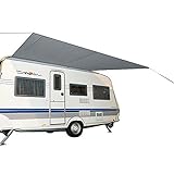 Wohnwagenmarkise Travel 350 x 240 cm, Sonnensegel Wohnwagenmarkise Plane mit Sehne für Caravan Schiene Schnelle und leichte Anbringung Plane kann fest am Wohwagendach aufgerollt Werden.