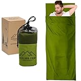 HIGHLAND CAMP Hüttenschlafsack Baumwolle (nur 570g) Mini Schlafsack Ultraleicht - Reiseschlafsack - Ideal für Hostels, Berghütten & Jugendherbergen
