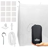 Outdoro Moskitonetz Kastenform inklusive Klebehaken für Reise und Zuhause - extra-groß für Doppelbett & Einzelbett