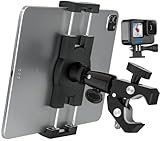 Laufband Tablet Halterung, Aozcu Motorrad/Fahrrad Tablet Halter Ständer, 360° Drehbar Handyhalter für iPad 12.9 Air Mini Tabs, 4 ~ 13' Tablets, Klemme Kamerahalterung mit 1/4 für GoPro Hero, DJI Osmo