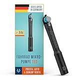 Alphatrail Mikropumpe Ted - Für alle Ventile 8,3 Bar / 120 PSI Maximaldruck I Effiziente Teleskopfunktion I CNC gefräste Aluminium Luftpumpe I Fahrradpumpe für französisches Ventil, Auto-Ventil & DV