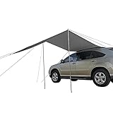 Blueshyhall Auto Markise, 300x200 cm Wasserdicht Sonnensegel Auto Camping, Auto Dachzelt Auto Dachträger Sonnenschutzdach Heckklappe für Auto SUV Wohnwagen Camping Outdoor, Grau