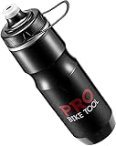 PRO BIKE TOOL Isolierte Fahrrad Trinkflasche 680 ml, Bonus Sport Trageschlaufe - zum Radfahren & Fitness - hält Getränke länger kalt, weiches Silikon-Mundstück - Trinkflasche BPA frei (Schwarz)