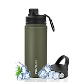 TITIROBA Edelstahl Trinkflasche 600ml Auslaufsicher Thermosflasche BPA Frei Isolierflasche Vakuum Doppelwand Isolierung Olivgrün