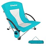 KingCamp Strand Liege Stuhl Camping Klapp Falt Sessel Niedrig Garten Stahl 136kg Cyan