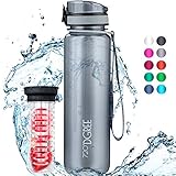 720°DGREE Trinkflasche “uberBottle“ crystalClear +Früchtebehälter - 500ml - BPA-Frei, Auslaufsicher - Für Kinder, Schule, Sport, Fitness - Schmale Tritan Wasserflasche - Leicht, Bruchsicher Nachhaltig