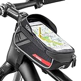 Jooheli Fahrrad Rahmentasche, Wasserdicht Rahmentasche Fahrrad Rahmentasche mit TPU-Touchscreen, wasserdicht handyhalterung für Smartphone unter 6 Zoll und Kopfhörerloch
