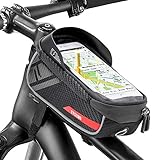 Jooheli Fahrrad Rahmentasche, Wasserdicht Rahmentasche Fahrrad Rahmentasche mit TPU-Touchscreen, wasserdicht handyhalterung für Smartphone unter 6 Zoll und Kopfhörerloch