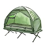 SoBuy® Feldbett 4in1-Zelt mit Campingliege Schlafsack Luftmatratze und Zubehör 1 Person OGS32-GR