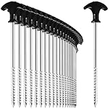 com-four® 24x Zelt-Heringe aus Stahl - robuste Erdnägel mit Gewinde für Camping und Outdoor - ideal für normalen und harten Boden mit T-Griff