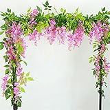 LJGYX Blumenrebe 2X 7ft Künstliche Wisteria Rebgurte Girlande Pflanzen Laub Nachlauf Blume Blumen im Freien Home Office Hotel Dekor Langlebig, warm und romantisch (Color : 2X pink)