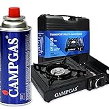Kochmann Germany CAMPGAS Gaskocher + Koffer + 8 x Gaskartuschen Campingkocher 1 flammig Camping Gas Kocher MSF 1a Kartusche