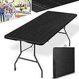 Onbest großer Klapptisch in Holz Optik - Gartentisch klappbar, Buffettisch, Campingtisch für 6 Personen – aus robustem Kunststoff/Alu – Klapptisch mit Holzstrukur für drinnen & draußen - Klapptisch