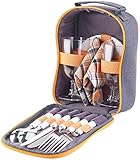 PEARL Picknickgeschirr: Picknick-Set für 2 Personen: Gläser, Servietten, Teller, Besteck (Picknick Geschirr Set, Picknick Geschirr 2 Personen, Picknickdecke)