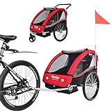 Veelar Sports 2 in 1 Kinderanhänger Fahrradanhänger Anhänger mit Buggy Set Jogger 50202-01 rot