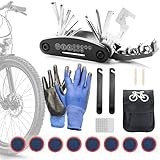 JIPRENS Fahrrad Reparatur Set, 16 in 1 Werkzeuge Fahrrad-Multitool Multifunktionswerkzeug Werkzeugset Fahrrad mit Tasche Reparatur Fahrradwerkzeug Tool mit Satteltasche für Mountainbike und Rennräder