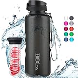 720°DGREE Trinkflasche “uberBottle“ crystalClear +Früchtebehälter - 1,5L - BPA-Frei - Wasserflasche für Sport, Fitness, Outdoor, Wandern - Große Tritan Sportflasche - Leicht, Bruchsicher, Nachhaltig