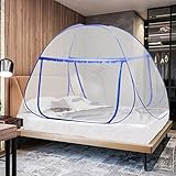 AnJeey Moskitonetz Bett, Pop up Doppeltür Tragbare Moskitonetz Bett, Faltdesign mit Unterseite, Einfache Installation, Wirksam gegen Mückenstiche für Outdoor Camping Reisen Schlafzimmer, 180 * 200cm