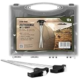 com-four® 12x Zelt-Heringe aus Stahl - robuste Erdnägel mit Gewinde im Koffer für Camping und Outdoor - ideal für normalen und harten Boden