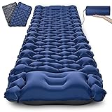 AKSOUL Isomatte Camping Luftmatratze Selbstaufblasend: Ultraleicht Schlafmatte Aufblasbare Matratze Outdoor Zelt Dick Faltbar Selbstaufblasbare Thermo Iso Matte für Trekking Strand mit Kissen 10CM