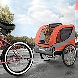 Happypet Hundeanhänger Fahrradanhänger für Hunde Hundefahrradanhänger inkl. Anhängerkupplung Regenschutz Sunset ROT