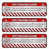 Finest-Folia 3X GPS Aufkleber Fahrrad Motorrad Auto Alarm Warnung Anti Diebstahl Sticker Tracker gesichert R055 (Aluminium Schliff Silber, Fahrrad)